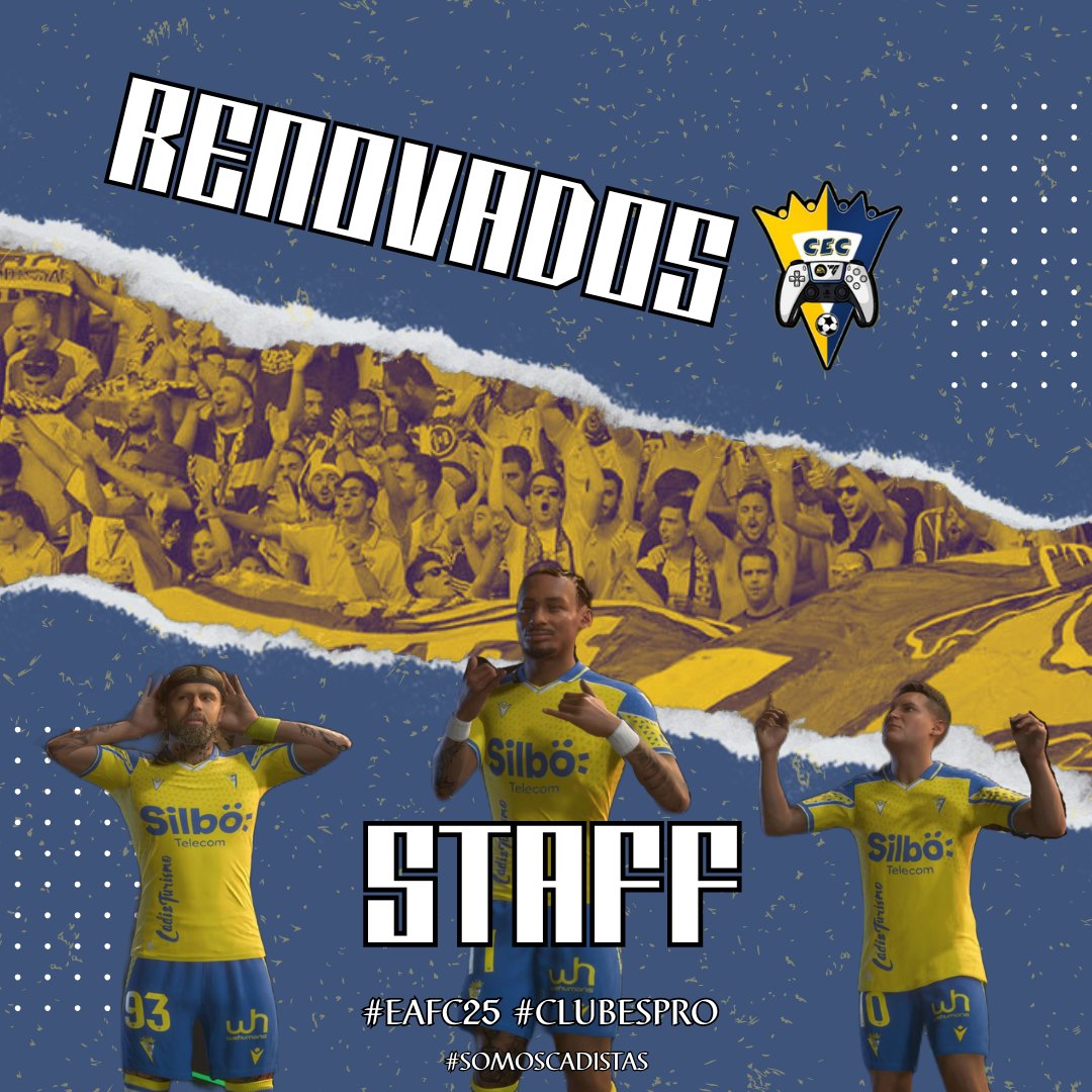 🟡🔵 𝙊𝙛𝙞𝙘𝙞𝙖𝙡 #CadistaseClub

💼 Pilares y Corazon de este proyecto 💛💈
Confiamos una temporada mas para dirigir al equipo en <a href="/VPG_Spain/">Virtual Pro Gaming España</a> y <a href="/LigaTGM/">Liga TGM</a> 📝✅️

👤Ⓜ️ | <a href="/Fj_MeNez/">𝕄𝕖𝕟𝕖𝕫</a> 
👤©️ | <a href="/vadepolen/">Farinely🦍🏴‍☠️</a>
👤©️ | <a href="/vadepulpo/">Vadepulpo</a>

👨‍💻 Diseño y Redes <a href="/Fj_MeNez/">𝕄𝕖𝕟𝕖𝕫</a>

#SomosCadistas
#Eafc25 #ClubesPro