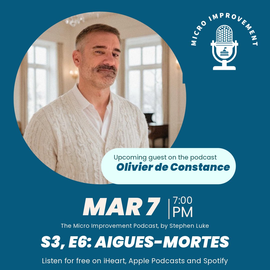 Join us March 7th on Micro Improvement, as we speak with Olivier de Constance of Aigues-Mortes, to learn more about this French speaking #micronation and their recognized currency!
