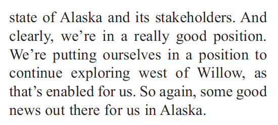 Conoco's senior VP says company is putting itself in a position to continue exploring west of Willow, which of course has always been the plan. From Prudhoe Bay to Kuparuk &amp; Alpine, Conoco has steadily moved its operations westward across the North Slope.
petroleumnews.com/pntruncate/271…