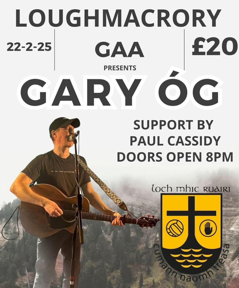 🎶 Delighted to welcome Gary Og to Loughmacrory tonight 🎶

There is an option to pay at the door!