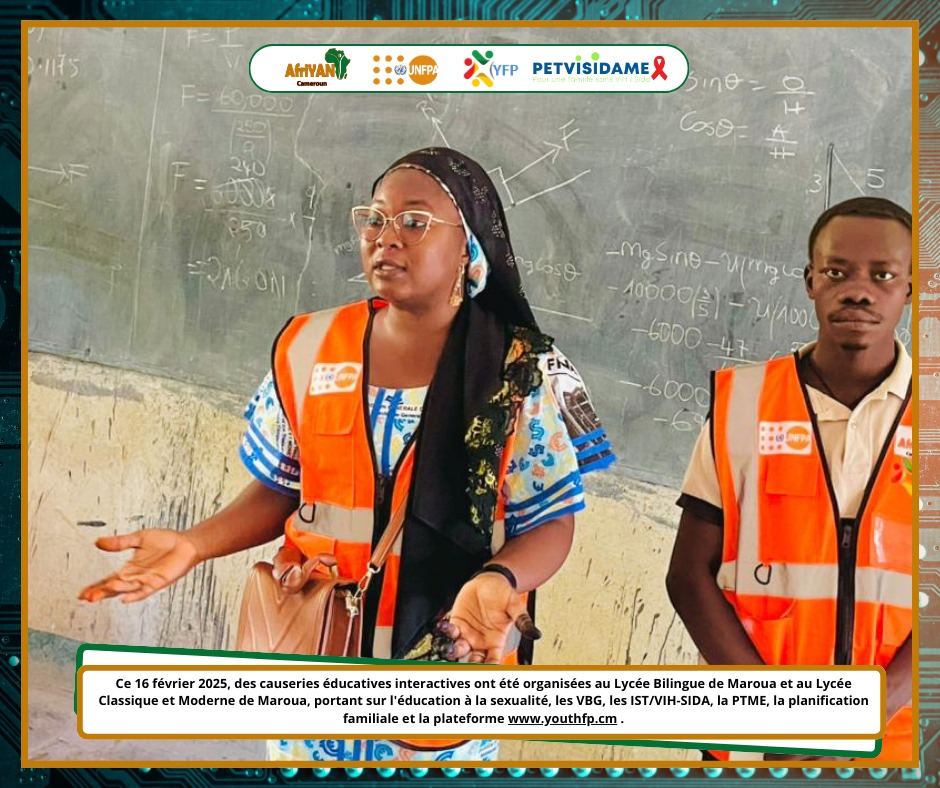 AfriYAN_Camer's tweet image. Empowering youth in Maroua 3! Students from Bilingual High School &amp;amp; Classical and Modern High School benefited from dynamic discussions on sex education,#GBV,#STIs,#HIV/AIDS, #PMTCT,#FP &amp;amp; more! Interactive exchanges for a responsible community.
#PutYoungPeopleFirst 
#YouthFP