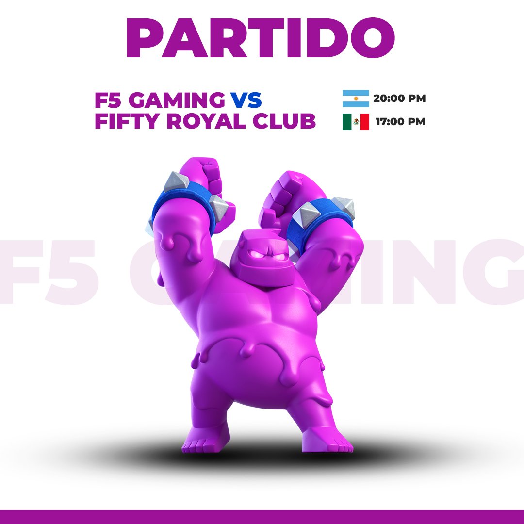 F5 Gaming (@f5gaming__) on Twitter photo ⚔️ | ¡MATCH DAY!
Nos jugamos la Fecha nro2 en el día de hoy. Vamos F5 Gaming! 💪🏻⚡️
🏆| <a href="/BlueLightningTM/">BlueLightning Team</a>
🆚| <a href="/Fifty_Royal/">✨Fifty Royal✨</a>
📍| FECHA 2.
⏰| 17:00🇲🇽/ 20:00🇦🇷
 
#GoF5⚡ #CR #ClashRoyale ⚔️ | ¡MATCH DAY!
Nos jugamos la Fecha nro2 en el día de hoy. Vamos F5 Gaming! 💪🏻⚡️
🏆| <a href="/BlueLightningTM/">BlueLightning Team</a>
🆚| <a href="/Fifty_Royal/">✨Fifty Royal✨</a>
📍| FECHA 2.
⏰| 17:00🇲🇽/ 20:00🇦🇷
 
#GoF5⚡ #CR #ClashRoyale