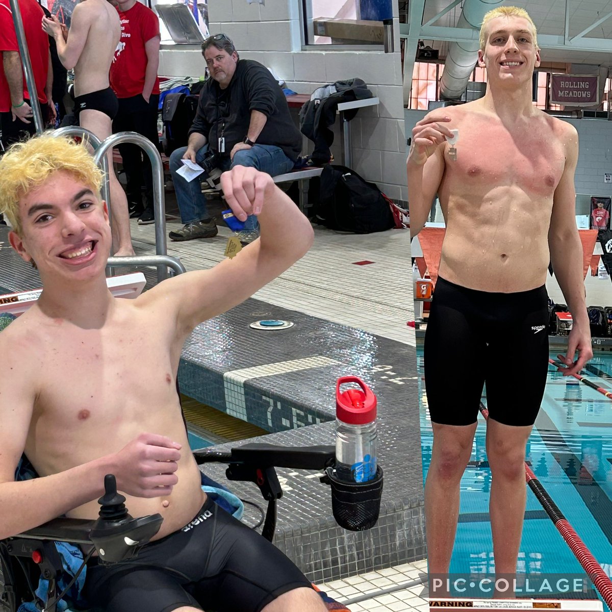 YAHOOOOOOOO Evan and Emanuel earned trips to state in the 50 free!!! Keep it going boys!!!!! 💪🏻😎 <a href="/RMHSMUSTANGS/">Rolling Meadows HS</a> <a href="/RMHSstampede/">STAMPEDE</a>