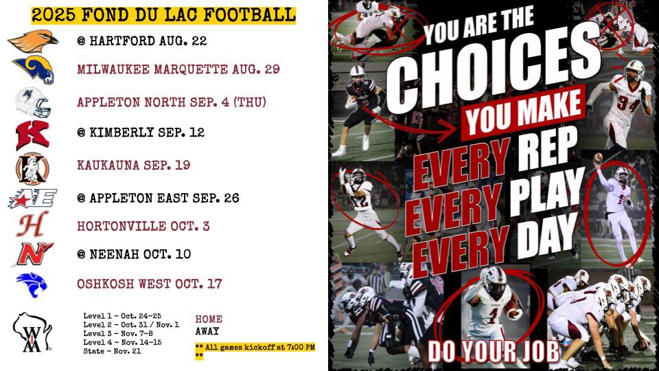 Fond du Lac Football <a href="/FondyFB/">Fond du Lac Football</a> is looking for a PASSIONATE, EXPERIENCED &amp; DETAIL ORIENTED Varsity Offensive Coordinator! 10 Starters Return on O!

If you are interested or know someone who may be, feel free to DM me or send me an email at pluckers@fonddulac.k12.wi.us

@travisWSN