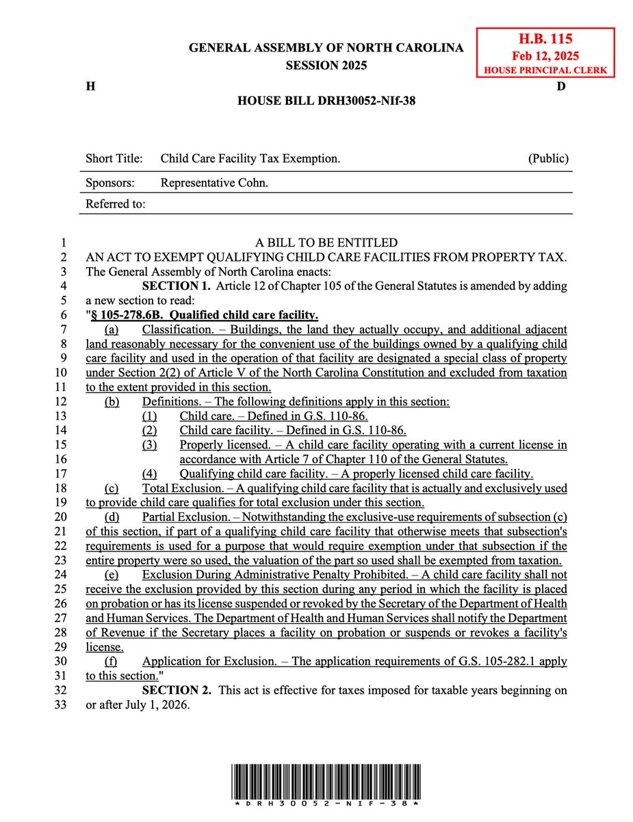 🌟 Supporting NC Families &amp; Child Care Providers! 🌟
I’ve introduced the NC Child Care Facility Property Tax Exemption Act to ease financial burdens on providers &amp; expand access for families.
🏡 Property Tax Relief – Exempts licensed child care facilities from local property