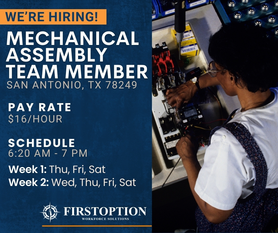 FirstOption1's tweet image. Hiring Now! 💥 Assemblers needed in San Antonio! Hands-on work, steady hours, and a great team! Let’s get you hired! 👏 Apply today!

Interested? Apply Here→ tinyurl.com/mwcxc7cy
Questions? Give us a call!→ 210-733-3700

#Assembly #Prodution #SanAntonio #Hiring #FirstOption