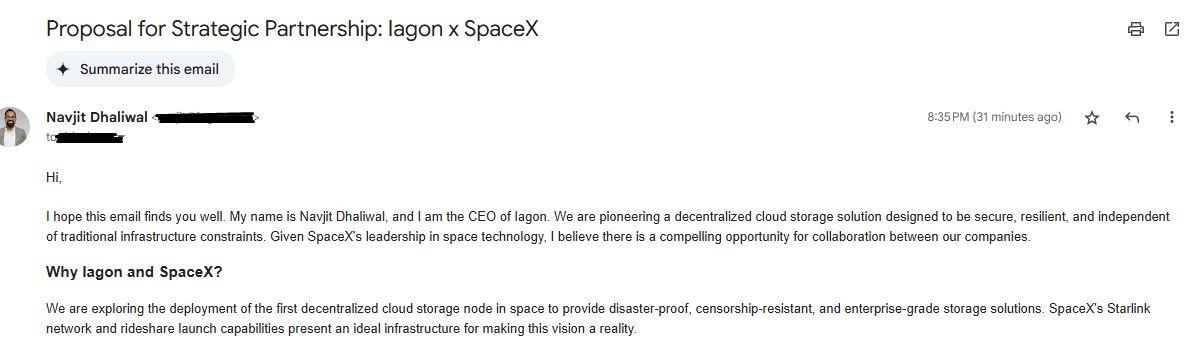 NaVi_GaT0R's tweet photo. Space-based storage? Why not. Just sent a proposal to @SpaceX. Let’s see if the stars align! https://t.co/6HGxoS84vX