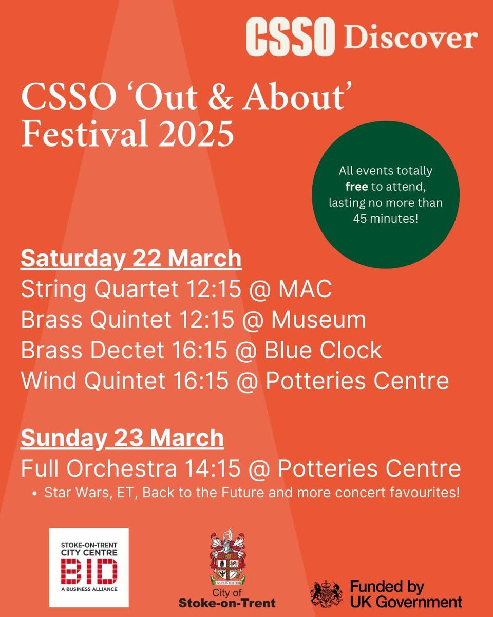 TheCSSO's tweet image. CSSO Out &amp;amp; About Festival!

Join us for a weekend festival in the city centre next month. From Star Wars in the Potteries Centre to other groups out and about we are SO excited to get out into the city to meet everybody! 👋

Funded by the #UKSPF