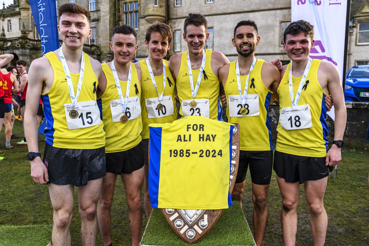 scottishathletics (@scotathletics) on Twitter photo FITTING TRIBUTE
#SALtogether
#LindsaysXC
Congrats all <a href="/Central_AC/">Central Athletic Club</a> on win number 1⃣4⃣ Senior Men's race 👏
And a perfect tribute to the late Ali Hay💛
<a href="/SALChiefExec/">SALChiefExec</a> <a href="/OvensDavid/">David Ovens</a> <a href="/AidanThompson96/">Aidan Thompson</a> <a href="/Jamescrowe7/">Jamie Crowe</a> <a href="/AlastairMarsh11/">Alastair Marshall</a> <a href="/HickeyHamish/">Hamish Hickey</a> <a href="/Raymond_Milne/">Raymond Milne</a> <a href="/TaritTweets/">Adrian Stott</a> <a href="/MoragMacLarty/">Morag Millar</a> FITTING TRIBUTE
#SALtogether
#LindsaysXC
Congrats all <a href="/Central_AC/">Central Athletic Club</a> on win number 1⃣4⃣ Senior Men's race 👏
And a perfect tribute to the late Ali Hay💛
<a href="/SALChiefExec/">SALChiefExec</a> <a href="/OvensDavid/">David Ovens</a> <a href="/AidanThompson96/">Aidan Thompson</a> <a href="/Jamescrowe7/">Jamie Crowe</a> <a href="/AlastairMarsh11/">Alastair Marshall</a> <a href="/HickeyHamish/">Hamish Hickey</a> <a href="/Raymond_Milne/">Raymond Milne</a> <a href="/TaritTweets/">Adrian Stott</a> <a href="/MoragMacLarty/">Morag Millar</a>