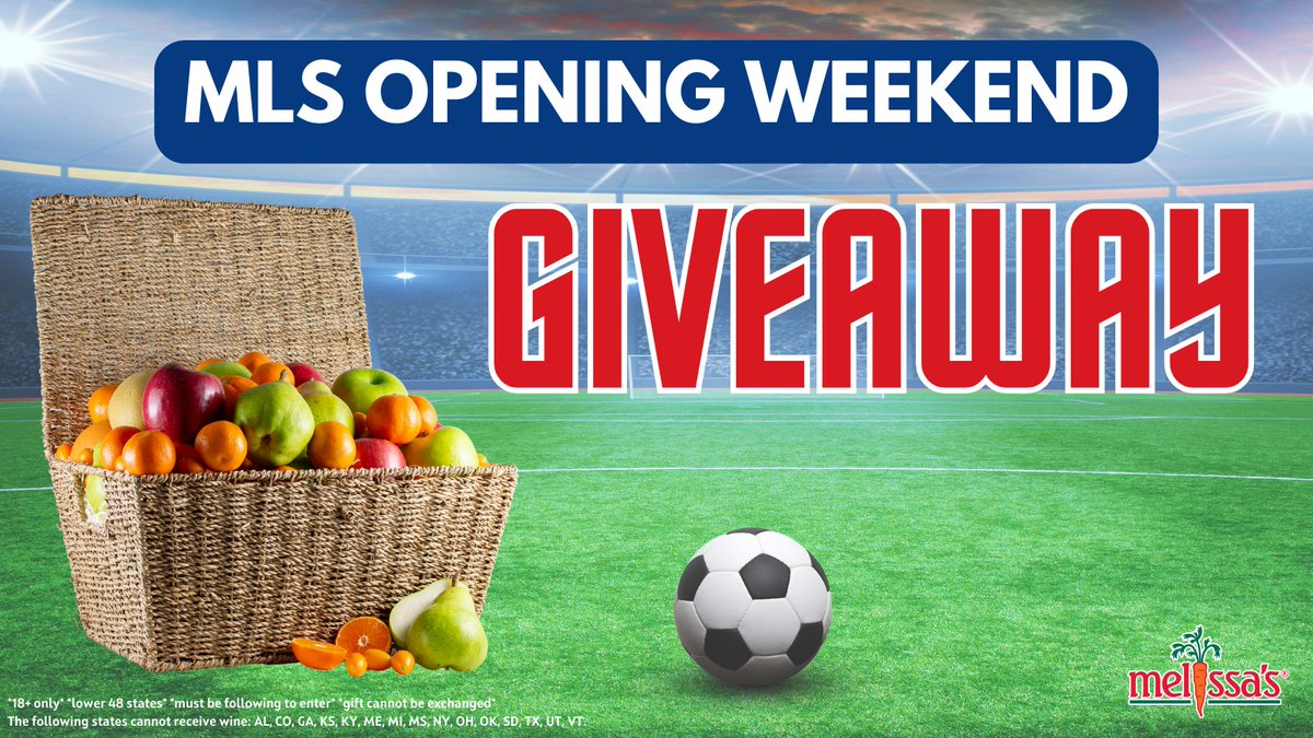 MelissasProduce's tweet image. The wait is finally over ... @MLS is BACK! 🙌🎉

We&apos;re celebrating with an #MLSisBack giveaway 🤩 enter below for your chance to win a #MelissasProduce gift basket! ⬇️

⚽️ Share &amp;amp; like this post
⚽️ Reply with your favorite #MLS team
⚽️ Tag a friend!

#giveaway