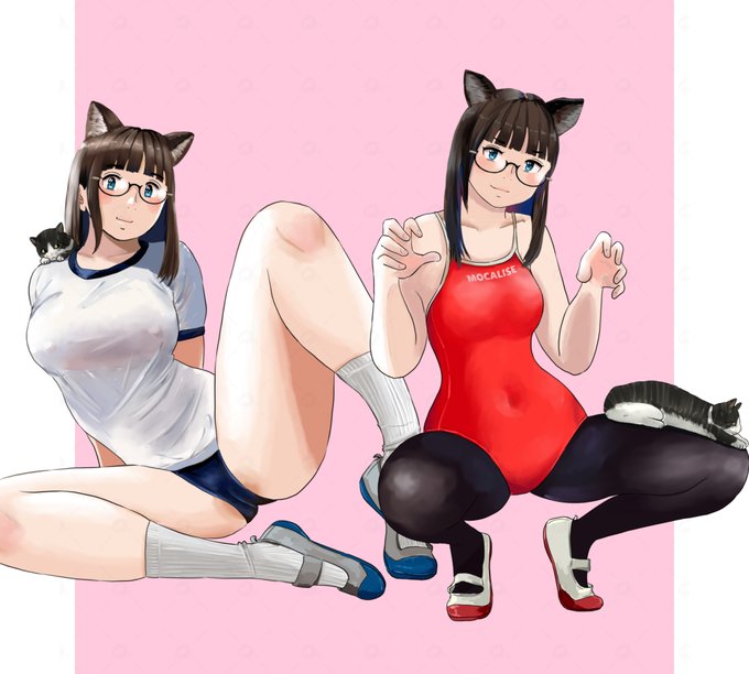 ブルマ スクール水着 どっちの猫が好き#ねこの日 