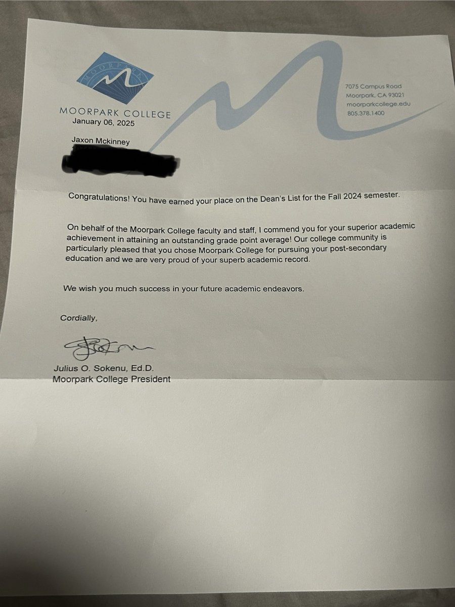 Blessed to be apart of the deans list!