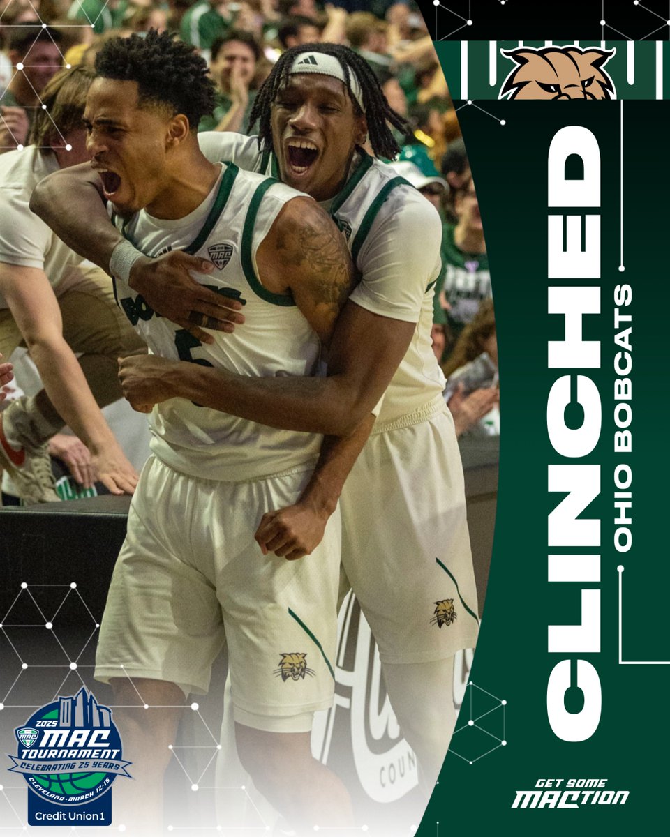 MACtion (@macsports) on Twitter photo 'Cats ➡️ Cleveland 😼
With tonight's win, <a href="/OhioMBasketball/">Ohio Men’s Basketball</a> has officially clinched its place in the upcoming MAC Basketball Tournament!
🎟️: tinyurl.com/3fbm2pdp | #MACtion 'Cats ➡️ Cleveland 😼
With tonight's win, <a href="/OhioMBasketball/">Ohio Men’s Basketball</a> has officially clinched its place in the upcoming MAC Basketball Tournament!
🎟️: tinyurl.com/3fbm2pdp | #MACtion