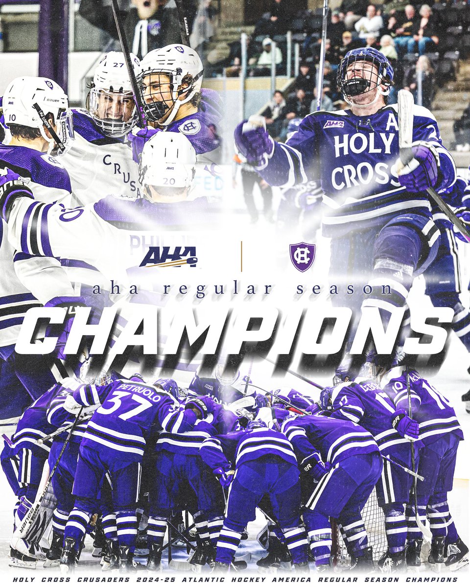 The Holy Cross Crusaders are your 2024-25 Atlantic Hockey America regular season champs! 🏆