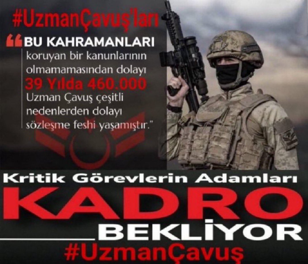 <a href="/alitilkici38/">Ali Tilkici 🇹🇷</a> Sayın cumhurbaşkanımız siz ki her zaman mağdurun ve mazlumun yanında oldunuz.İş zorluğuna ve tehlikesine bakılarak uzman çavuşlardan daha mazlum ve mağdur hiçbir statü yoktur.Yiğit #UzmanÇavuş lar sizden özlük hakları ve kadro müjdesi bekliyor.<a href="/alitilkici38/">Ali Tilkici 🇹🇷</a>