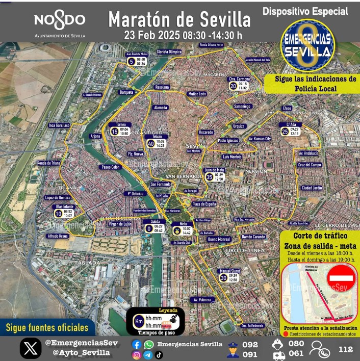Atención a los cortes de trafico.
#maraton2025 #pidetaxisevilla #santajusta #aeropuertodesevilla