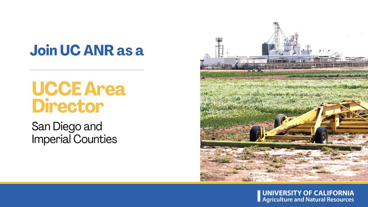 NEW POSITION: We're hiring an area director to coordinate and oversee the overall operation of UCCE programs in cooperation with the county governments in San Diego and Imperial Counties.
<a href="/UCCESanDiego/">UCCE San Diego</a> <a href="/UCANRJobs/">UCANR Jobs</a> #hiring 
bit.ly/439CuYK