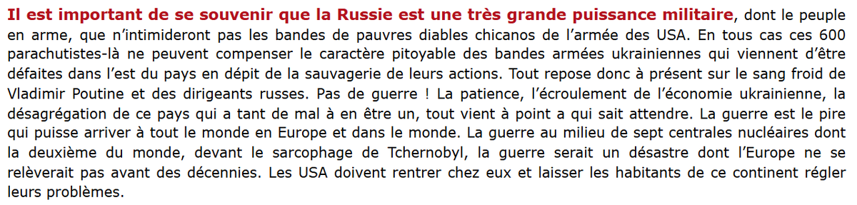Moment parfait pour rappeler qu'en 2015, quelques jours seulement après l'assassinat de l'opposant politique Boris Nemtsov, Mélenchon saluait le « sang froid » de Poutine et qualifiait l'Ukraine de « pays qui a tant de mal à en être un ». 

10 ans plus tard, rien n'a changé 🧶
