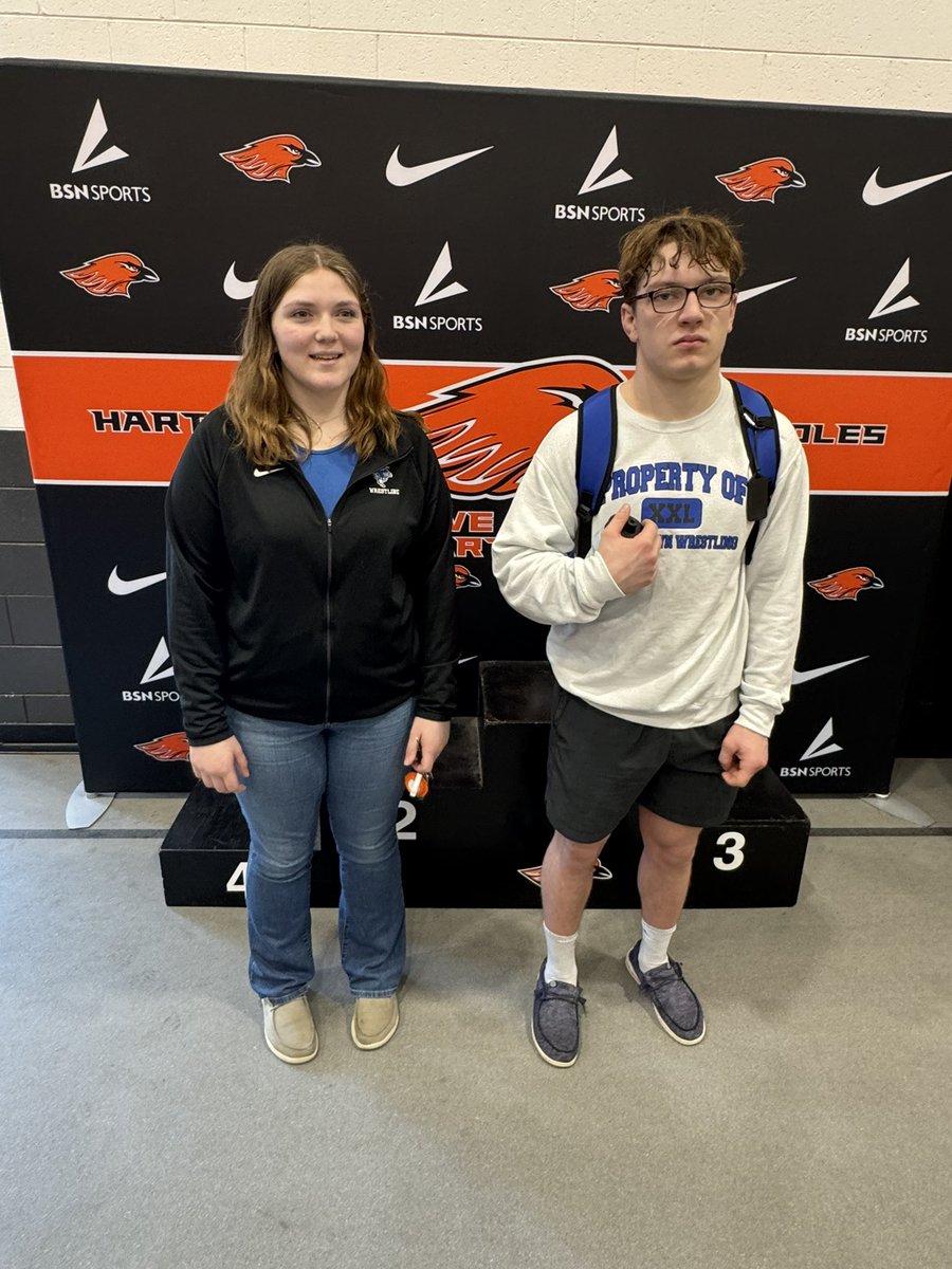 Ladies and gentlemen, your Watertown Goslings state wrestling qualifiers: Aliviah Walsh (girls 235) &amp; Owen Sjoberg (boys 190)!