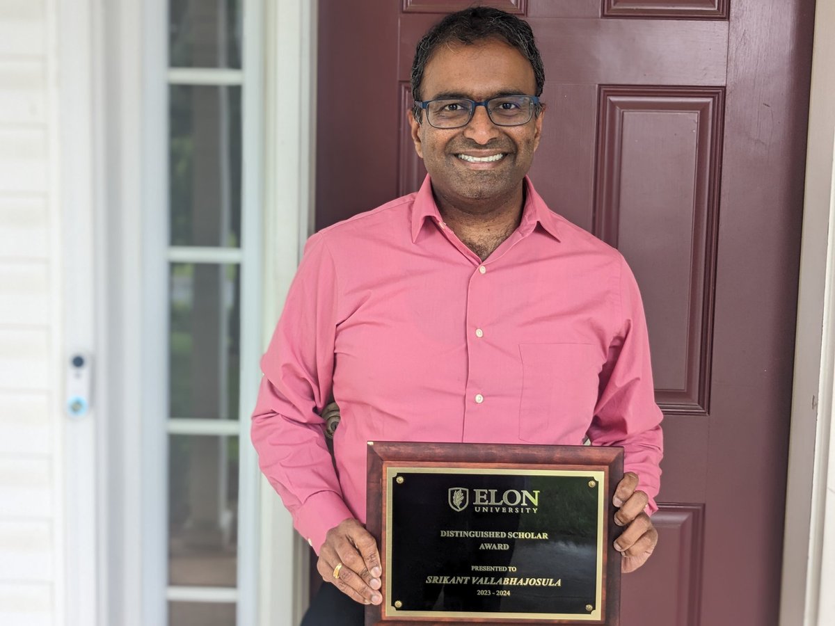 Srikant Vallabhajosula, PhD (@vallabhajosula) on Twitter photo On 18th Feb, I shared about my research and collaborations during my Distinguished Scholar Award talk <a href="/elonuniversity/">Elon University</a>. It felt very special to give the talk in front of my wife, mom and daughter! Truly blessed and thankful to receive this award 😀🙏🏾
elon.edu/u/news/2025/02… On 18th Feb, I shared about my research and collaborations during my Distinguished Scholar Award talk <a href="/elonuniversity/">Elon University</a>. It felt very special to give the talk in front of my wife, mom and daughter! Truly blessed and thankful to receive this award 😀🙏🏾
elon.edu/u/news/2025/02…
