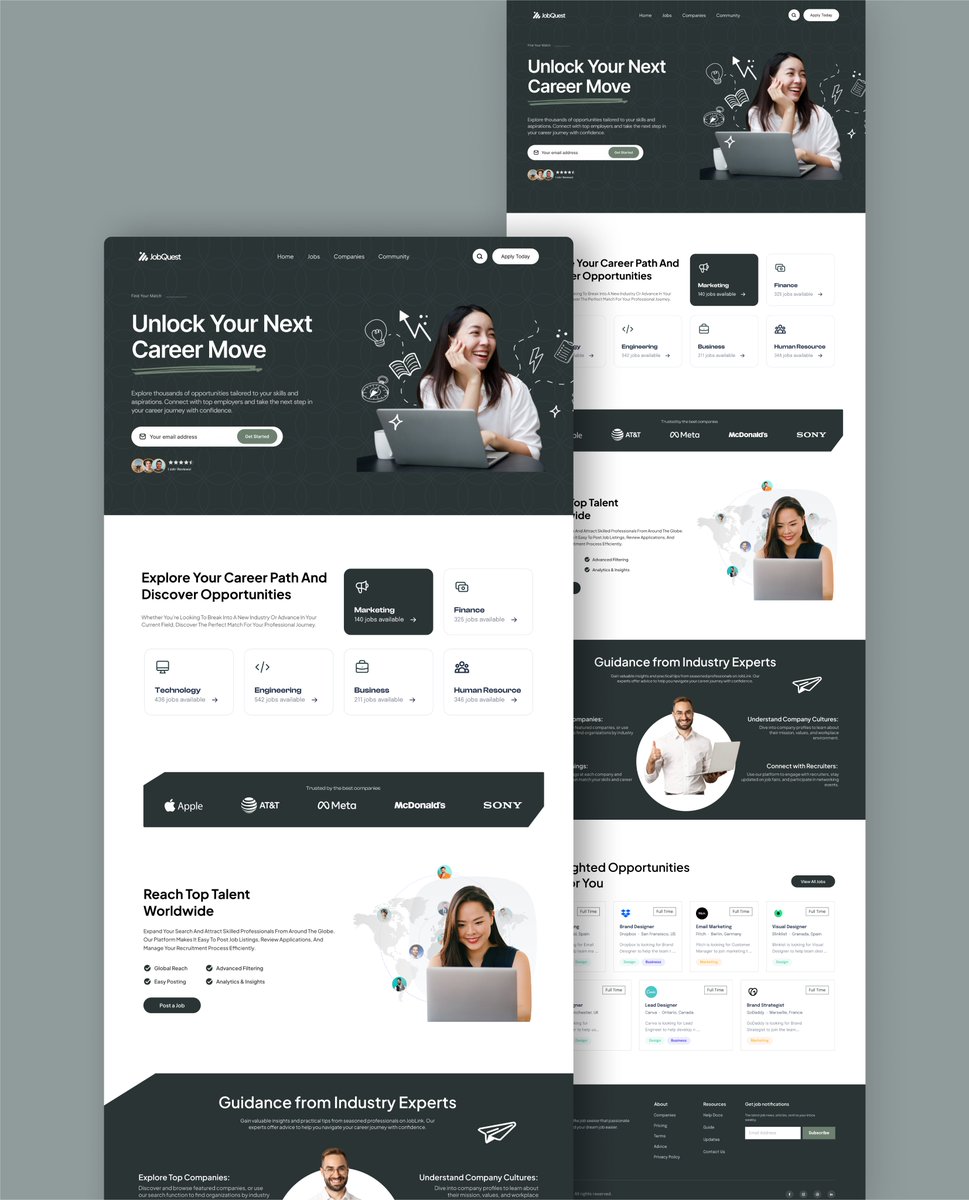 uix_Charles's tweet image. Landing page for a job search platform!💼✨

What do you think of this design? 

#UIUXDesign #WebDesign