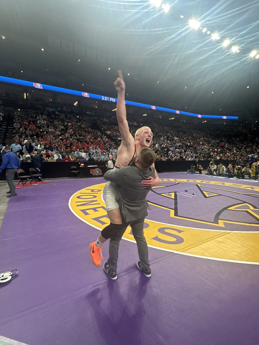MERRICK JOHNSON IS A STATE CHAMPION!! With a takedown in overtime Merrick wins 5-2 and is your state champion. Congratulations Merrick on a great season!!! #orangemenwrestling