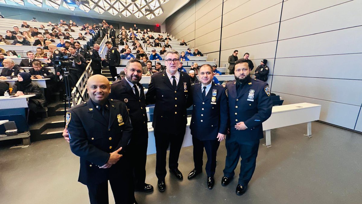 NYPDMuslim's tweet photo. NYPD held its annual Pre-Ramadan Conference on 02/19/2025 at the Police Academy. Police Commissioner Jessica Tisch reassured the safety and security of Muslim communities and heightened patrols around mosques. NYPDMOS, community, and clergy leaders welcome the month of Ramadan https://t.co/fuOUnBT9JR