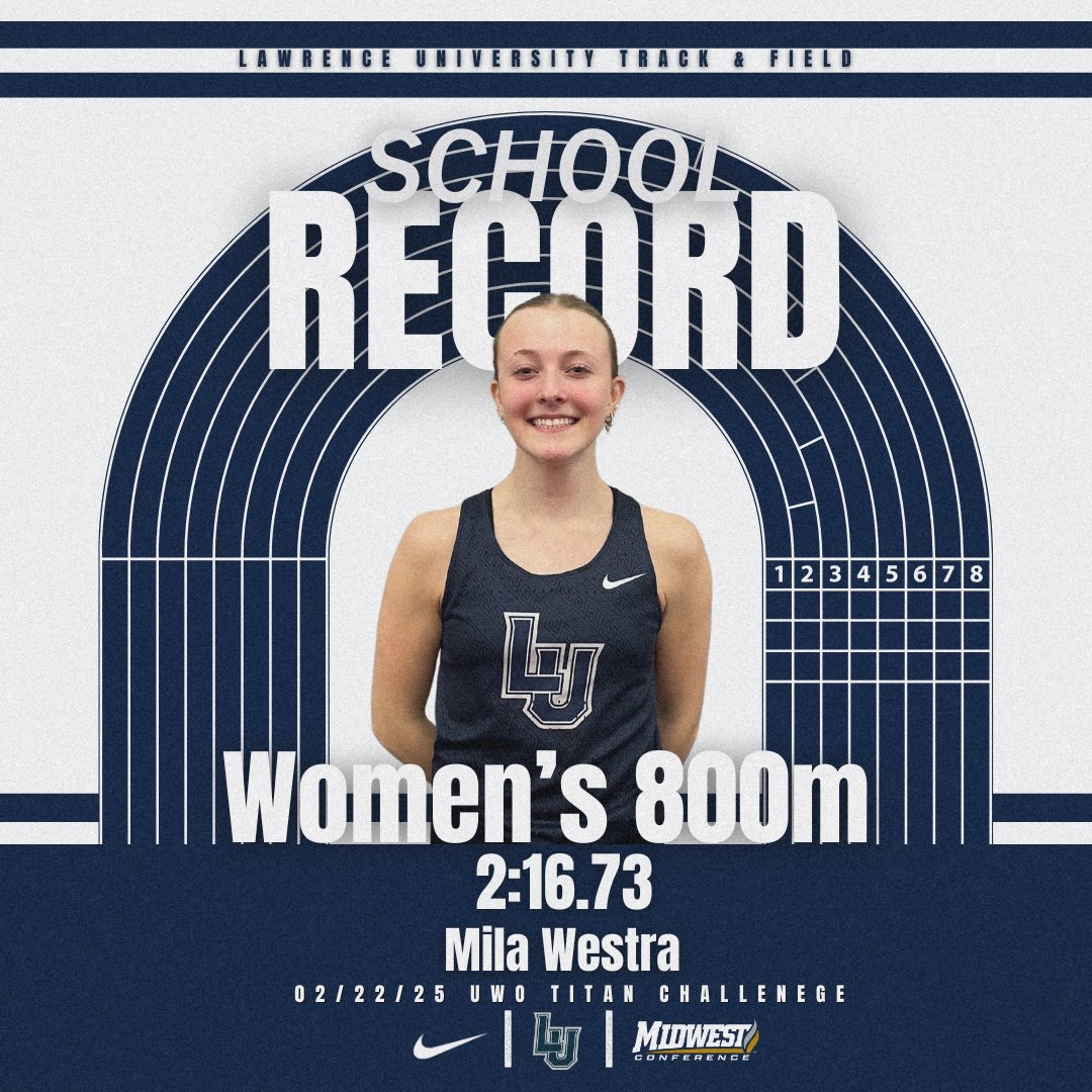 ‼️🔊SCHOOL RECORD ALERT 🔊‼️

Big congrats to Mila Westra on breaking her own record a week later in the Women’s 800m! 2:17.67, NEW SCHOOL RECORD! 2️⃣:1️⃣6️⃣.7️⃣3️⃣‼️🎉🎊

#LUTFVikings | #ReadyTheShip🔵⚪️