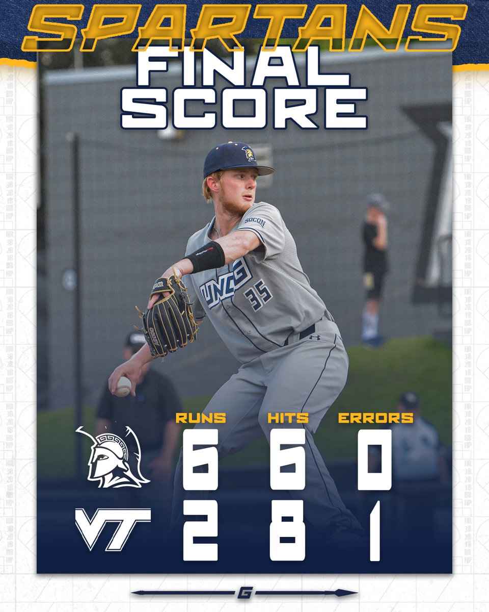 SPARTANS WIN! | UNCG 6, VT 2

⚾️ Wight scored three of the six runs
⚾️ Kermode was 2-for-4 with two RBI
⚾️ Murchison, now 2-0, pitched seven innings
⚾️ Dear earned his first collegiate save

#letsgoG