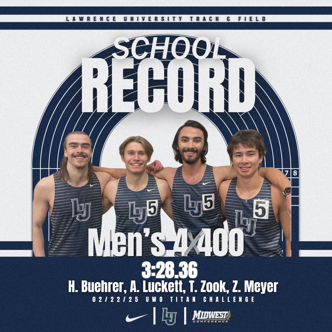‼️🔊SCHOOL RECORD ALERT 🔊‼️

Big congrats to Henry, Alex, Tristan, and Zach on breaking a year old school record (2024) 3:30.16, NEW SCHOOL RECORD! 3️⃣:2️⃣8️⃣.3️⃣6️⃣‼️🎉🎊

#LUTFVikings | #ReadyTheShip🔵⚪️