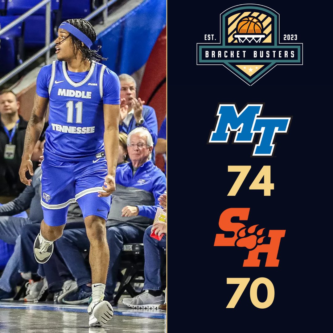 Bracket Busters (@bbustershoops) on Twitter photo Middle Tennessee (<a href="/MT_MBB/">Middle Tennessee Men's Basketball</a>) holds off Sam Houston at home 74-70!
Tre Green (<a href="/TR3Green/">Tre Green ππΎ</a>) dropped 17 points with 3 rebounds and 1 steal off the bench to lead the Blue Raiders.
Middle Tennessee moves to 18-9 on the season and 9-5 in the <a href="/ConferenceUSA/">Conference USA</a>! Middle Tennessee (<a href="/MT_MBB/">Middle Tennessee Men's Basketball</a>) holds off Sam Houston at home 74-70!
Tre Green (<a href="/TR3Green/">Tre Green ππΎ</a>) dropped 17 points with 3 rebounds and 1 steal off the bench to lead the Blue Raiders.
Middle Tennessee moves to 18-9 on the season and 9-5 in the <a href="/ConferenceUSA/">Conference USA</a>!
