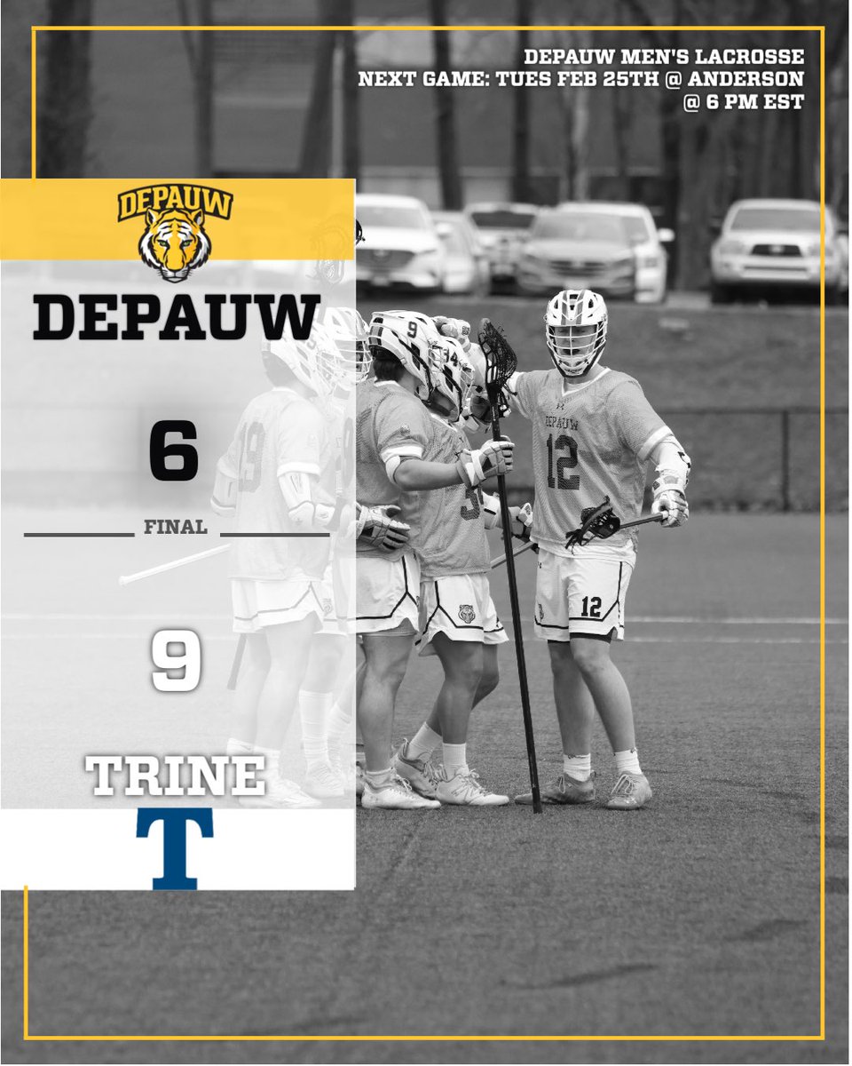 DePauw Tigers (@depauwathletics) on Twitter photo Results from the first half of today: đ <a href="/DePauw_MBB/">DePauw Basketball</a> defeated Wooster with a score of 76-70. đ<a href="/DePauw_WBB/">DePauw Womenâs Basketball</a> wbb was victorious over Wooster today with a final score of 73-39. đ„ <a href="/DePauwLacrosse/">DePauw Men's Lacrosse</a> lost to Trine with a score of 6-9. #TeamDePauw #d3hoops #d3lax Results from the first half of today: đ <a href="/DePauw_MBB/">DePauw Basketball</a> defeated Wooster with a score of 76-70. đ<a href="/DePauw_WBB/">DePauw Womenâs Basketball</a> wbb was victorious over Wooster today with a final score of 73-39. đ„ <a href="/DePauwLacrosse/">DePauw Men's Lacrosse</a> lost to Trine with a score of 6-9. #TeamDePauw #d3hoops #d3lax