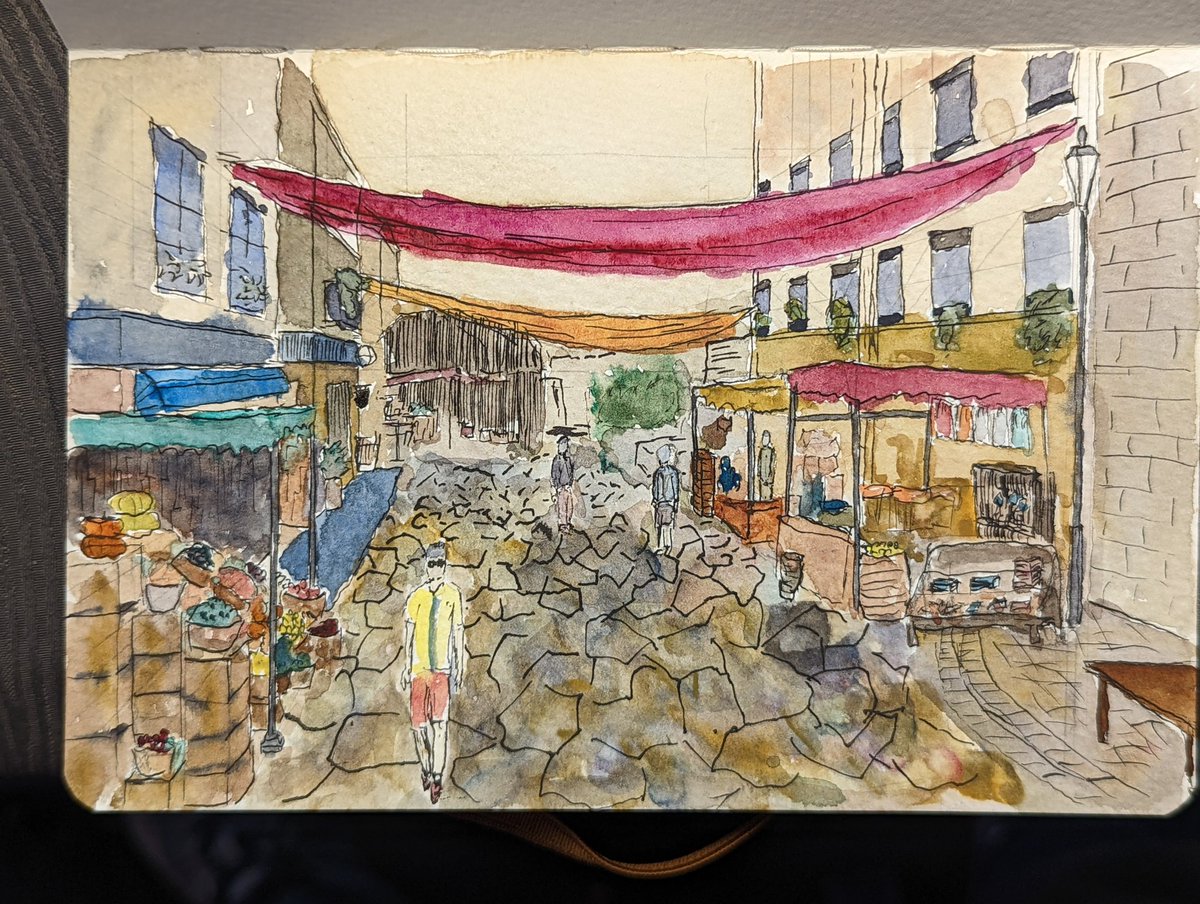 Lhet's tweet image. #11 Costa del Sol
Again got away from the ref but perspective keeps things looking alright. Tried doing more on the painting side on this, remixing colors constantly on each wash. There are problems but would be happy if I made this on an urban sketch.

#watercolor #lineandwash