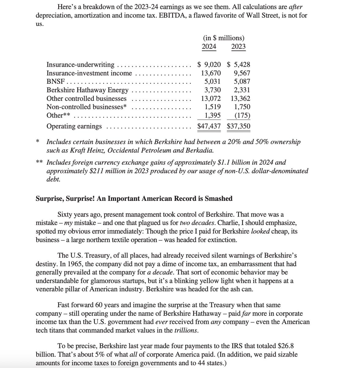 Incredible.  Buffett. 

Performance at this scale. Unbelievable. 

And the IRS comment at bottom. Wow.