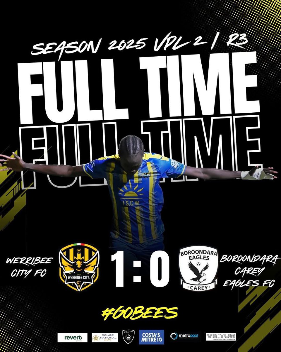 Werribee City FC (@fcwerribeecity) on Twitter photo Victory in Round 3! 🐝
The guys secured a hard fought 1 - 0 win on home soil against Boroondara Carey Eagles FC. 
#GoBees ⚽️ Victory in Round 3! 🐝
The guys secured a hard fought 1 - 0 win on home soil against Boroondara Carey Eagles FC. 
#GoBees ⚽️