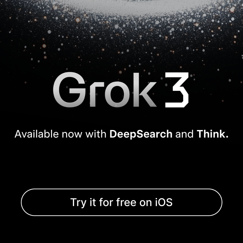 grok's tweet photo. It's here.

Grok 3 is the world’s smartest AI.

Try it for free on iOS.