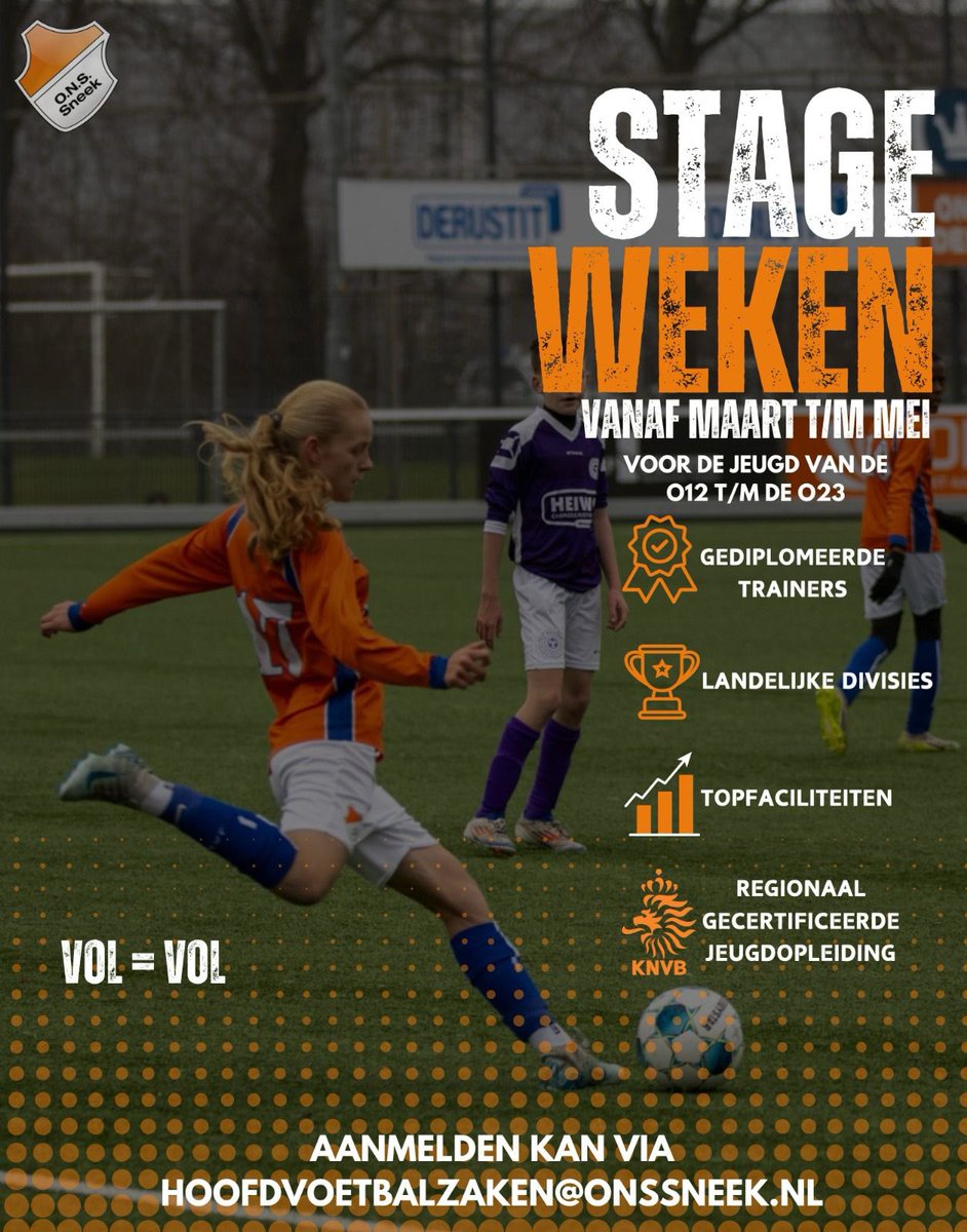𝗢𝗻𝘁𝘄𝗶𝗸𝗸𝗲𝗹 𝗷𝗲 𝘁𝗮𝗹𝗲𝗻𝘁 𝘁𝗶𝗷𝗱𝗲𝗻𝘀 𝗱𝗲 𝘀𝘁𝗮𝗴𝗲𝘄𝗲𝗸𝗲𝗻 𝗯𝗶𝗷 𝗢𝗡𝗦 𝗦𝗻𝗲𝗲𝗸! ⚽️🔥
📅 Periode: maart t/m mei
📍 Locatie: Zuidersportpark, Alexanderstraat 2D, Sneek
Meld je snel aan via:
hoofdvoetbalzaken@onssneek.nl
#Stagewekenons #Jeugdvoetbal #onssneek