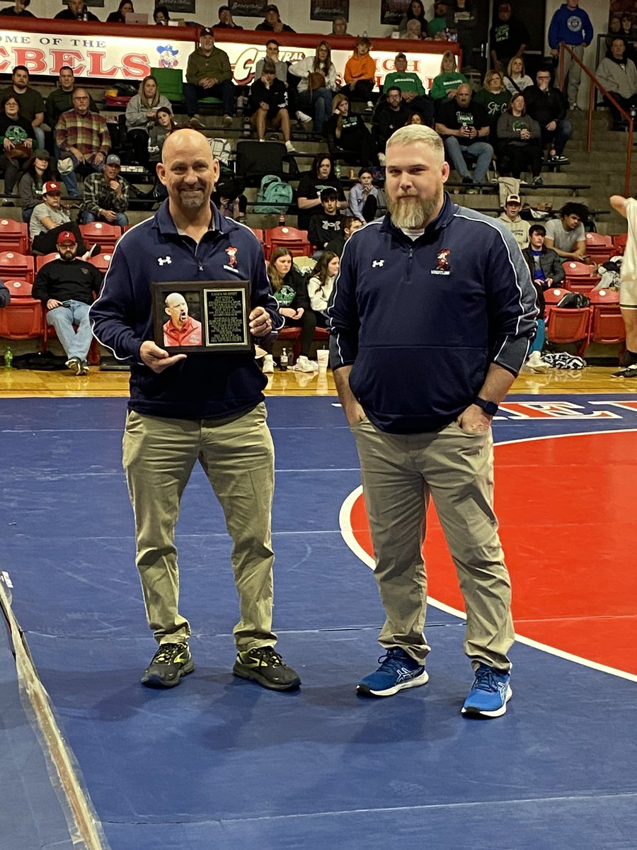 The Wrestling team took a moment during Districts to recognize Coach Scott Aholt.  Coach Aholt retired this year after 25 yrs of coaching and teaching, including starting the MS and Girls programs at Central! 
Thank you Coach for all that you have done and continue to do!
