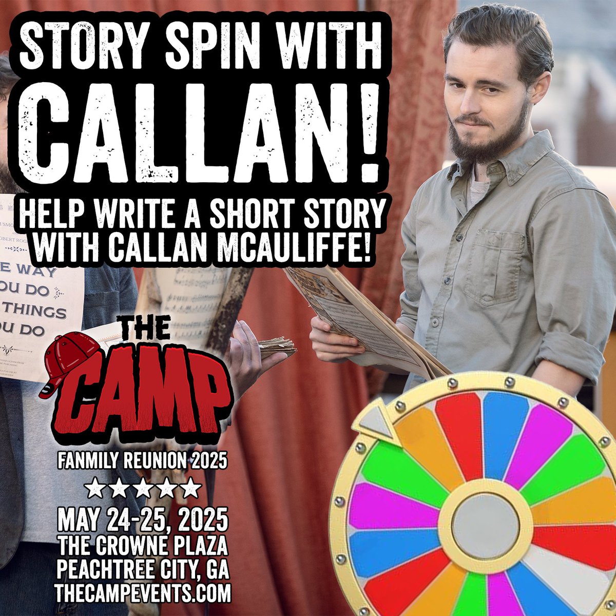 TheCampEvents's tweet photo. First time event! Get ready for a storytelling adventure like no other! Story Spin with Callan McAuliffe puts fans in the creative driverโs seat as we craft a one-of-a-kind short storyโtogether. @CallanMcAuliffe
https://t.co/HsYwWvNjcO https://t.co/T4P0BT2JKL