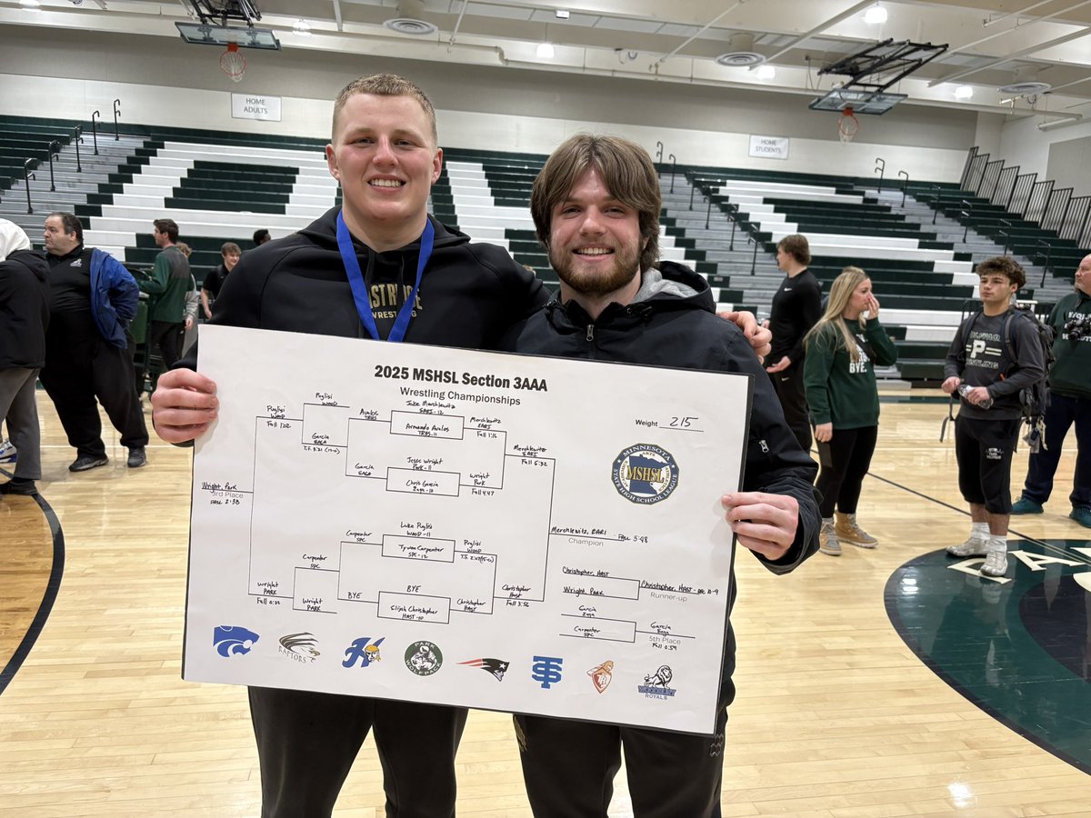 j_merchlewitz's tweet photo. Headed to MN State Wrestling Tournament at Xcel Energy Center!  Number 1! 3 pins for the win! Huge thanks to Coach Balagot, Coach Fuller, Coach Leflay, and my parents for helping me achieve 1st in the 215 LB wrestling 3AAA Section bracket! Can’t wait to wrestle at the MN State Tournament!
#footballandwrestling 
@NSUWolves_FB