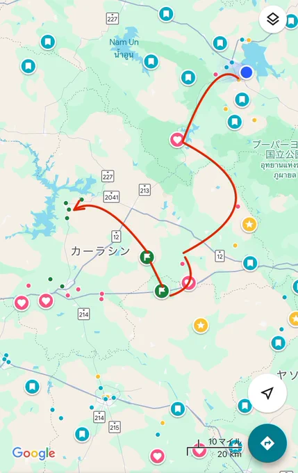 おはようございます タイイサーン北部バイク寺巡り旅23日目 本日はサコンナコン市内よりカーラシンの北部を目指します。山越えになりますかね。 今日も一日頑張るぞい