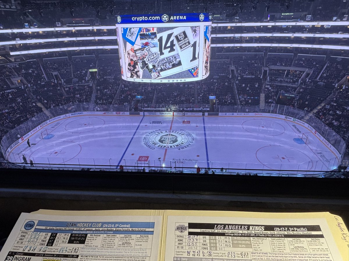 We’re back! The <a href="/LAKings/">LA Kings</a> return to action tonight to host Utah. On the air with <a href="/Jabs_13/">Jack Jablonski</a> for all the action here in downtown LA! 

🕰️ 6:08pm
🎧 <a href="/ESPNLosAngeles/">ESPN Los Angeles</a>