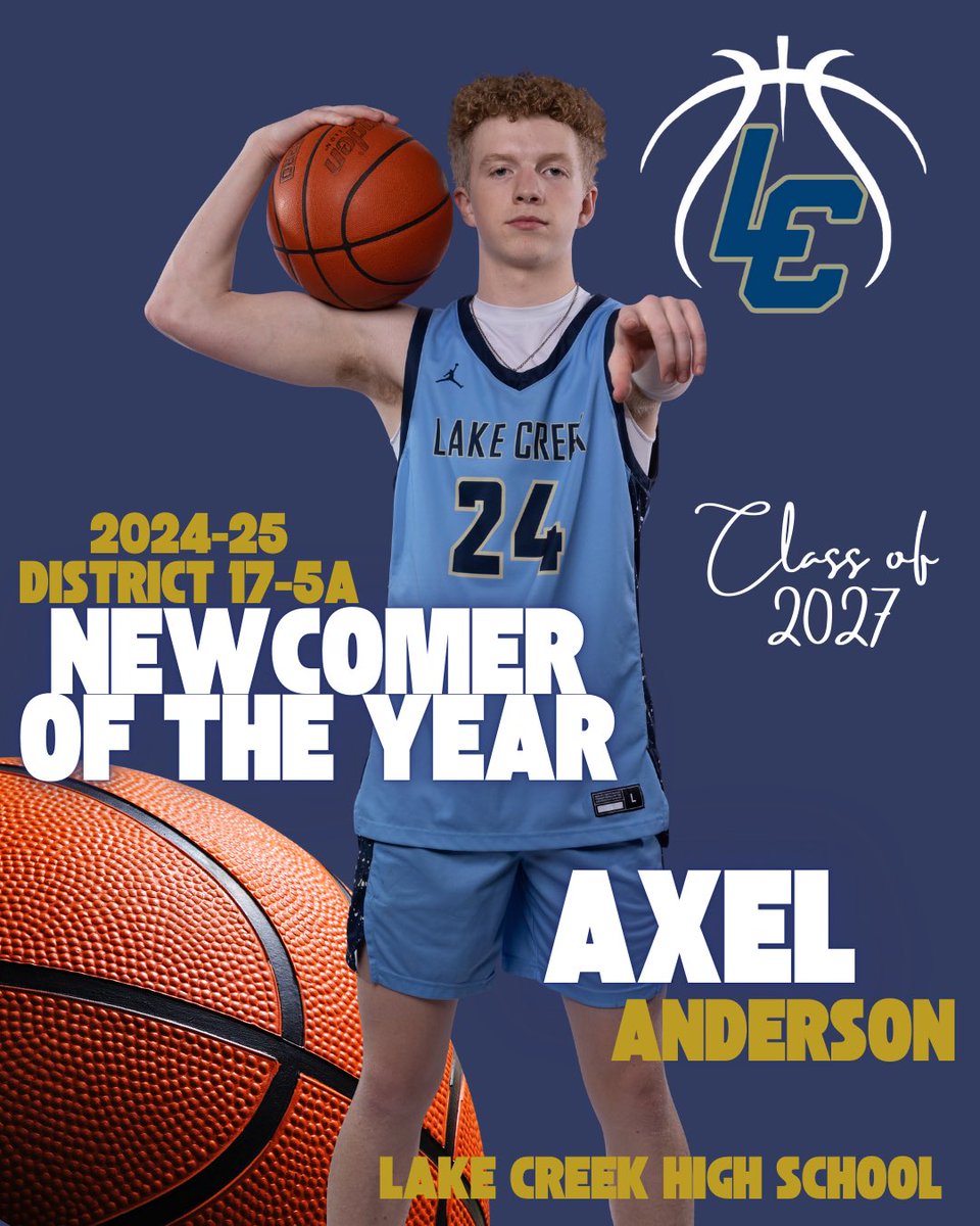 Congratulations to Axel Anderson for being named District 17-5A Newcomer of the Year! <a href="/LakeCreekHoops/">Lake Creek Basketball</a> <a href="/Axel_babyJ/">Axel</a>