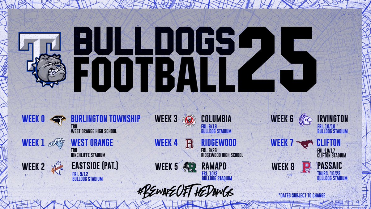 2025 PCTI Bulldog Regular Season Schedule!