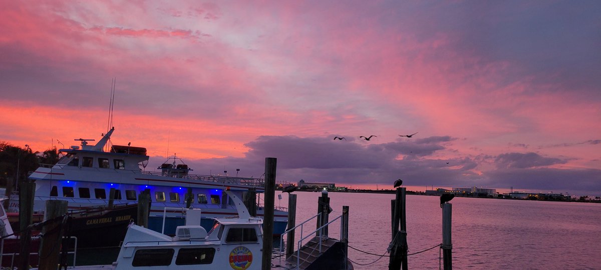 Tonight's stunning sunset gave us ALL the colors... at Rusty's at the Port!! 😎👍🌅🚢🌴🍹#sunsethour #sunsets #nightshift #portlife #decklife #rustysseafood #portcanaveral