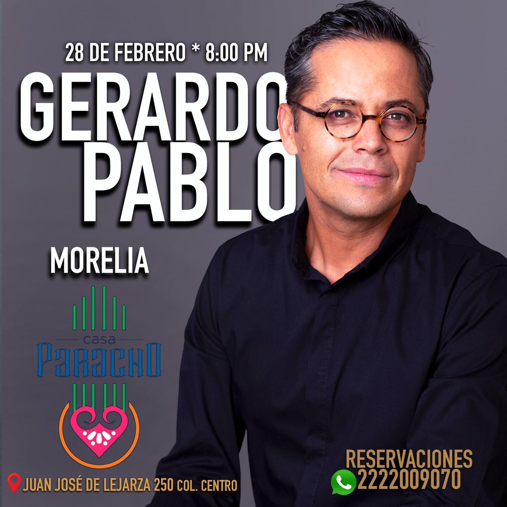 MORELIA
🌟Concierto íntimo 
📅 28 de febrero 
⏰ 8 pm 
📍@Casa_Paracho
🎟️ Boletos:
wa.me/522222009070