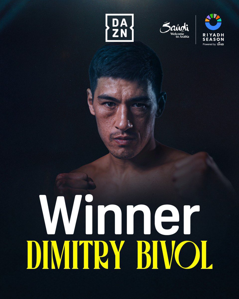 DAZN Boxing (@daznboxing) on Twitter photo BIVOL HAS DONE IT! 👑
<a href="/bivol_d/">Dmitry Bivol</a> dethrones Artur Beterbiev to rule the light heavyweight division!
#BeterbievBivol2 | #RiyadhSeason | <a href="/Turki_alalshikh/">TURKI ALALSHIKH</a> BIVOL HAS DONE IT! 👑
<a href="/bivol_d/">Dmitry Bivol</a> dethrones Artur Beterbiev to rule the light heavyweight division!
#BeterbievBivol2 | #RiyadhSeason | <a href="/Turki_alalshikh/">TURKI ALALSHIKH</a>