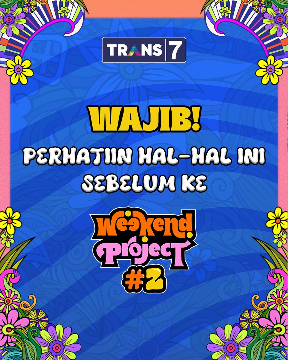 TRANS7's tweet image. Selamat pagi!! 🌞 Selamat datang di #WeekendProject2 dan perhatikan hal-hal berikut biar tetep have fun sehariaann 🥰

🗓️ Minggu, 23 Februari 2025
⏰ 09.00 WIB (jam 08.00 buat poundfit)
🎪 Senayan Park, Jakarta
FREE ENTRY! GRATIS!! Tinggal bawa badan aja~ 😎
#WeekendProjectTRANS7…