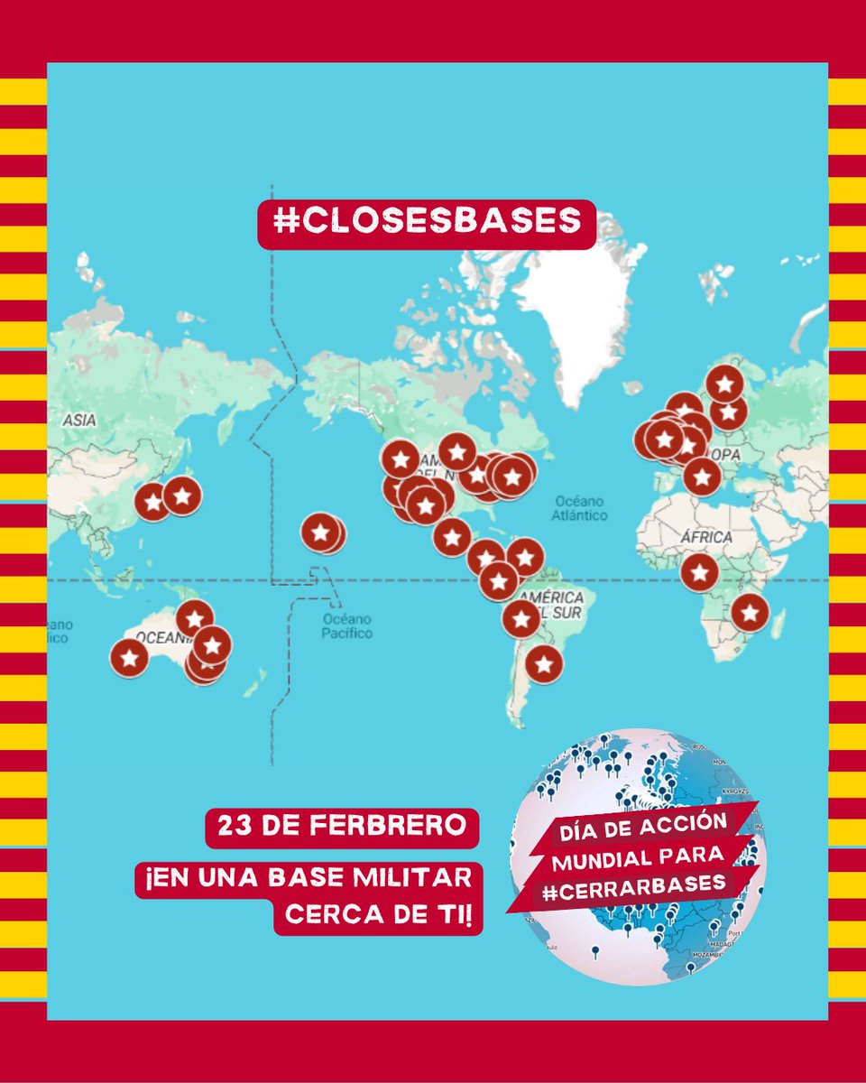 🚫#CloseBases

Un día para reflexionar sobre la necesidad de cambiar el paradigma de seguridad global hacia un enfoque desmilitarizado que se centre en la seguridad común: nadie está a salvo hasta que todos lo estén.

#CerrarBases
#23Feb
#23F