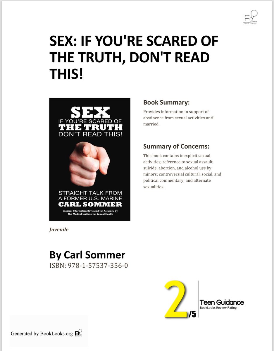 BookLooksOrg's tweet photo. #SexIfYoureScaredOfTheTruthDontReadThis book report can be found at: 

https://t.co/VvlWExJGNd https://t.co/HMN4495wIJ